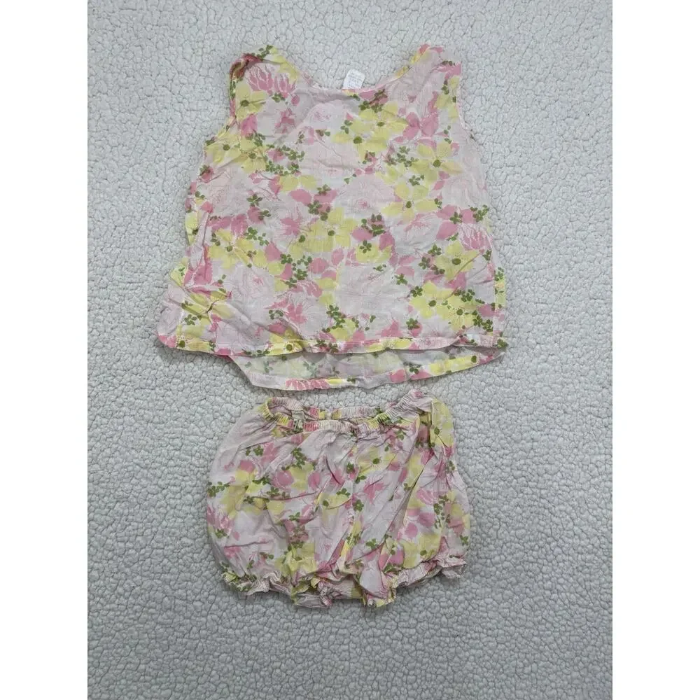 Vintage 60s Girls‎ Sz 6 Cotton Tank Top Bloomers Set Floral Sleepwear Union Made